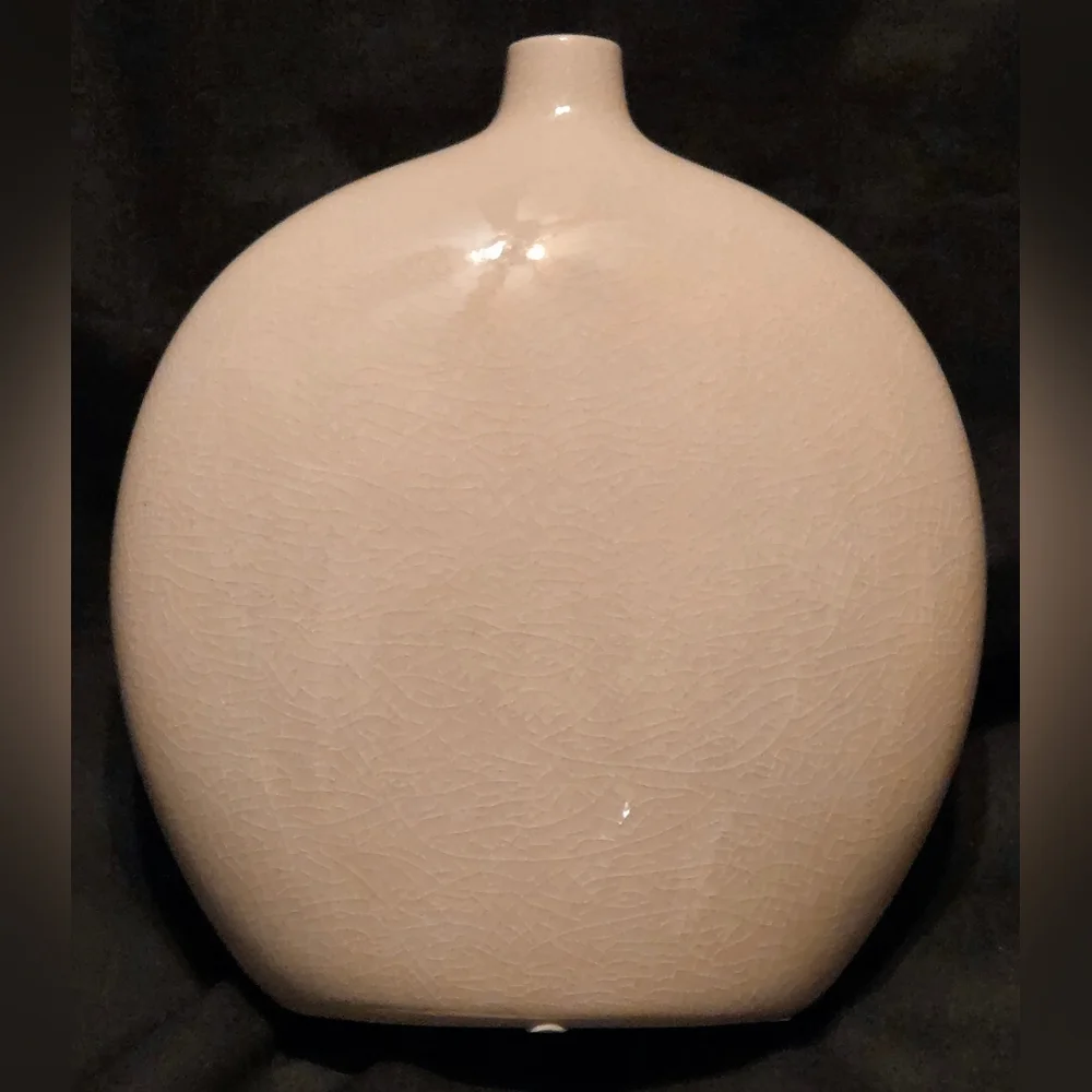 Ceramic Vase Hand-Painted Blue Floral Design 8x8.5x2